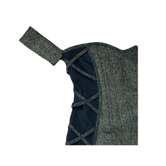 strapless sexy black and metallic gold bandage dress wow couture size large - Picture 3 of 10